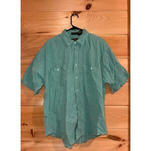 Eddie Bauer Men's Northwest Chambray Green Button Up Shirt